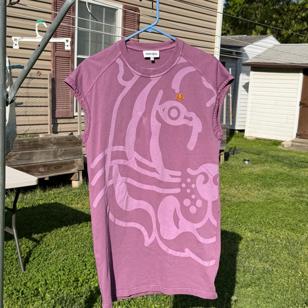 Kenzo Lavender-Pink Tiger Graphic Sleeveless Tee